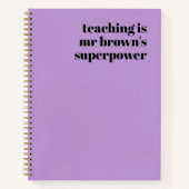 Leraar Appreciation Retro Superpower Paars Notitieboek (Voorkant)