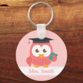 Leraar Appreciation, Roze Owl Sleutelhanger (Voorkant)