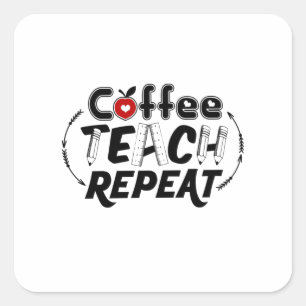 Leraar Art Coffee Teach Herhaal Vierkante Sticker