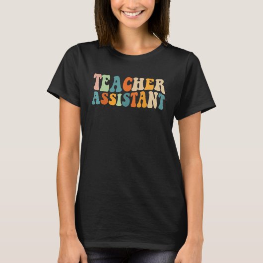 Leraar Assistent Groovy Aide Paraprofessional Edu T-shirt (Voorkant)