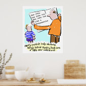 Leraar basisonderwijs leest boek van kind poster (Keuken)