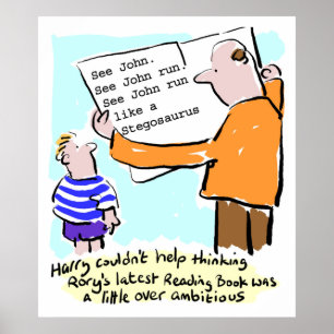 Leraar basisonderwijs leest boek van kind poster