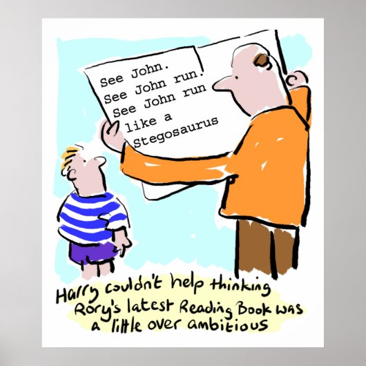 Leraar basisonderwijs leest boek van kind poster (Voorkant)
