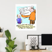 Leraar basisonderwijs leest boek van kind poster (Thuiskantoor)