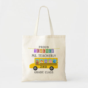Leraar Bedankt Aangepaste naam   Cute Animals Bus Tote Bag