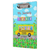 Leraar Bedankt Aangepaste naam | Cute bus Animals Klembord (Links)