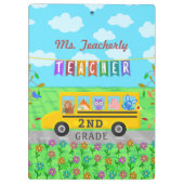 Leraar Bedankt Aangepaste naam | Cute bus Animals Klembord (Achterkant)