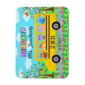 Leraar Bedankt Aangepaste naam | Cute bus Animals Magneet (Verticaal)