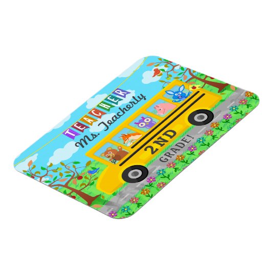 Leraar Bedankt Aangepaste naam | Cute bus Animals Magneet (Linkerzijde)