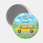 Leraar Bedankt Aangepaste naam | Cute bus Animals Magneet (Voorkant / Achterkant)