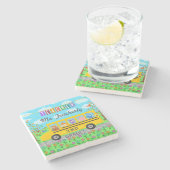 Leraar Bedankt Aangepaste naam | Cute bus Animals Stenen Onderzetter (Zijkant)