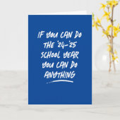 Leraar bedankt blauw schooljaar kaart (Gele Bloem)