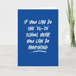 Leraar bedankt blauwe schooljaar kaart