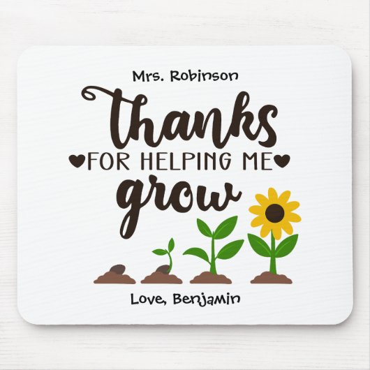 Leraar Bedankt dat je me helpt met het kweken van  Muismat (Voorkant)