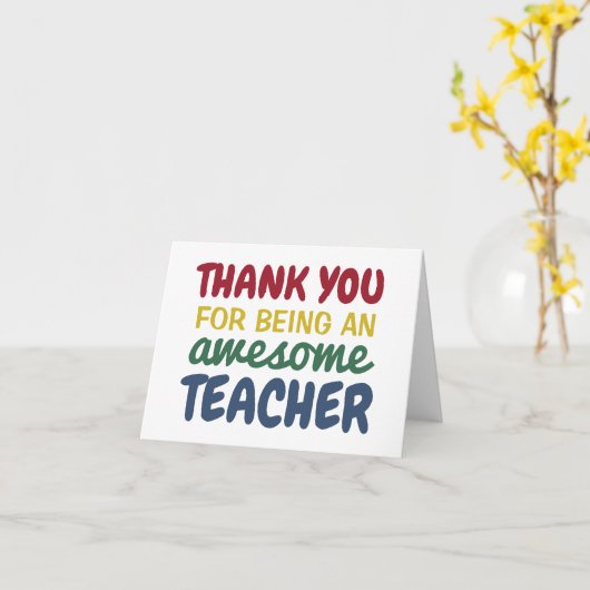 Leraar bedankt de regenboog kaart (Gele Bloem)