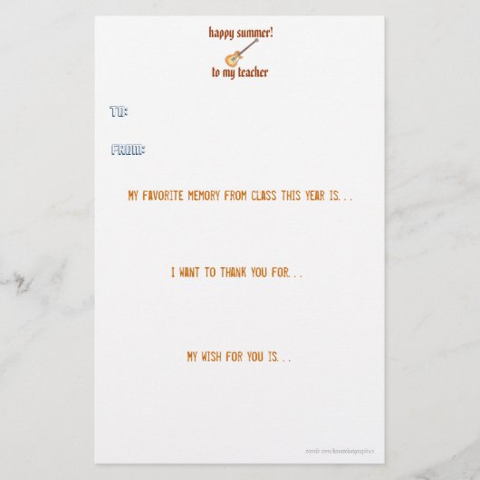 Leraar bedankt notitie briefpapier (Voorkant)