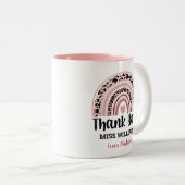 Leraar bedankt regenboog tweekleurige koffiemok (Voorkant rechts)