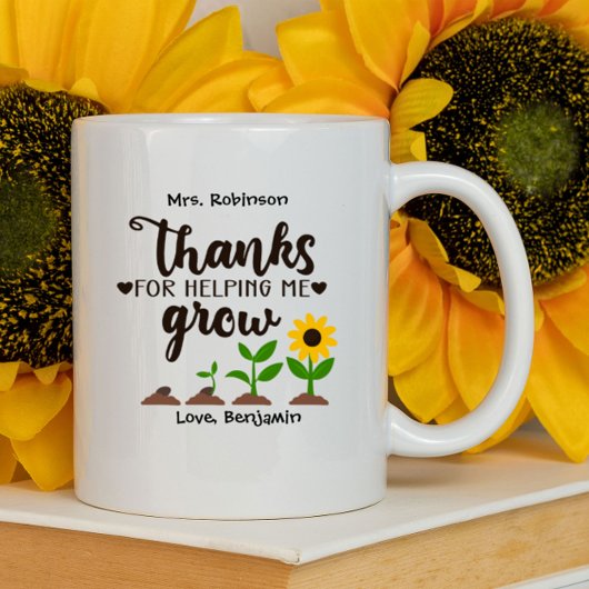 Leraar Bedankt voor het helpen mij groeien Zonnebl Koffiemok