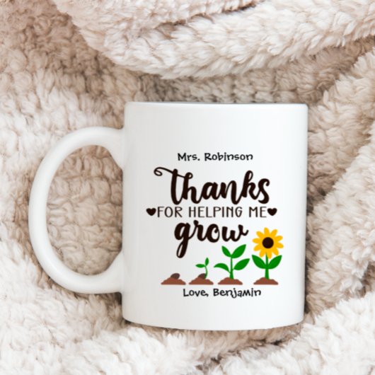 Leraar Bedankt voor het helpen mij groeien Zonnebl Koffiemok