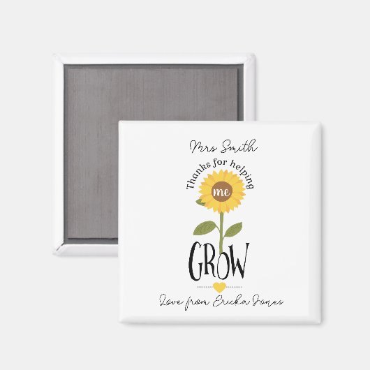 Leraar bedankt voor je hulp bij de zonnebloem magneet (Voorkant / Achterkant)