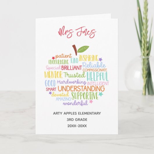 leraar bedankt voor je pensioen , woordje appel kaart (Voorkant)