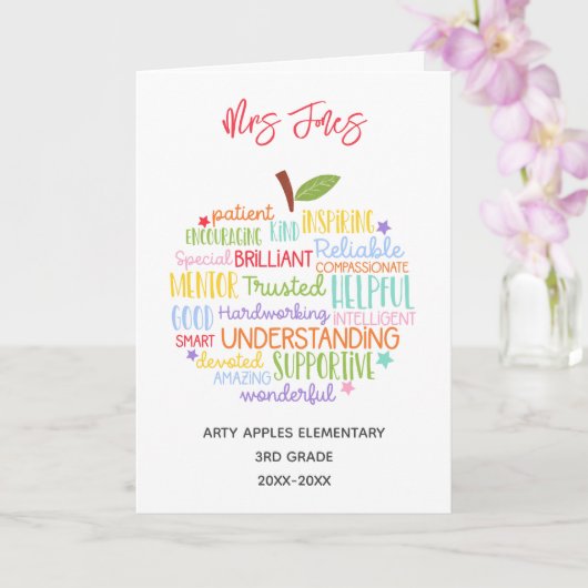 leraar bedankt voor je pensioen , woordje appel kaart (Orchidee)