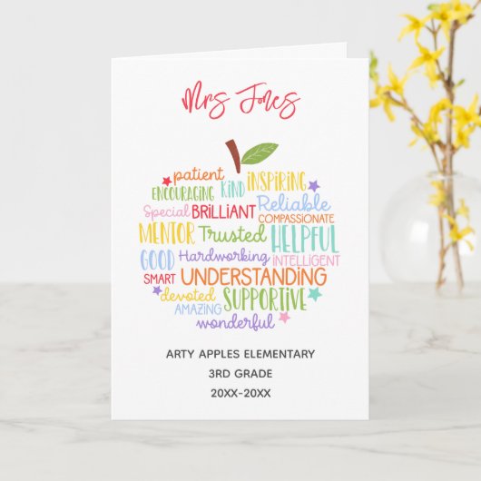 leraar bedankt voor je pensioen , woordje appel kaart (Gele Bloem)