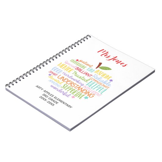 leraar bedankt voor je pensioen , woordje appel notitieboek (Linkerzijde)