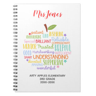 leraar bedankt voor je pensioen , woordje appel notitieboek