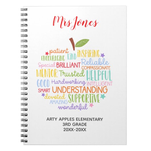 leraar bedankt voor je pensioen , woordje appel notitieboek (Voorkant)