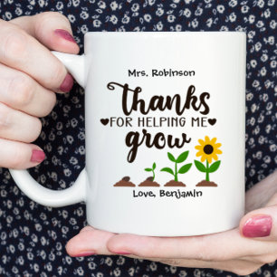 Leraar Bedankt voor me helpen groeien Zonnebloem Koffiemok