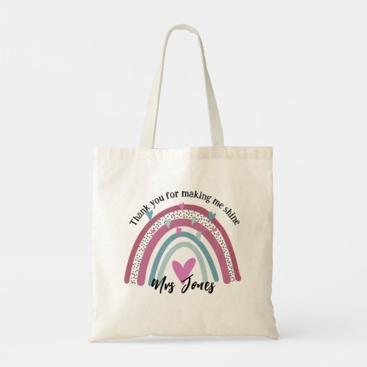 leraar bedankt voor mijn pensioen voor regenboog tote bag (Achterkant)