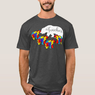 Leraar Beer Autism Awareness Maand SPED T-shirt