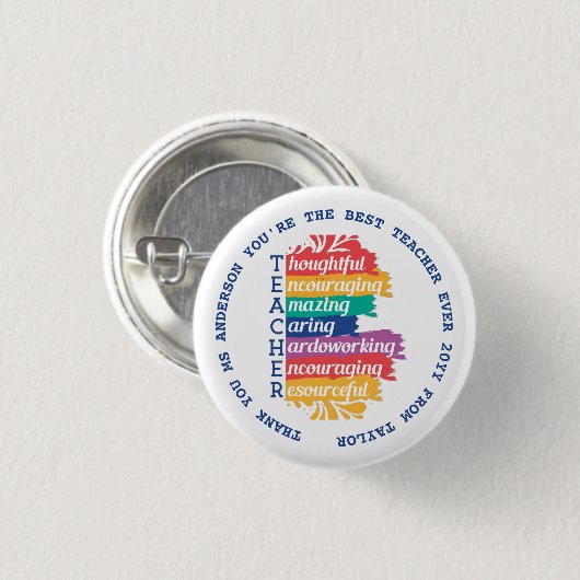 Leraar - BEST Quotes Ronde Button 3,2 Cm (Voorkant /achterkant)