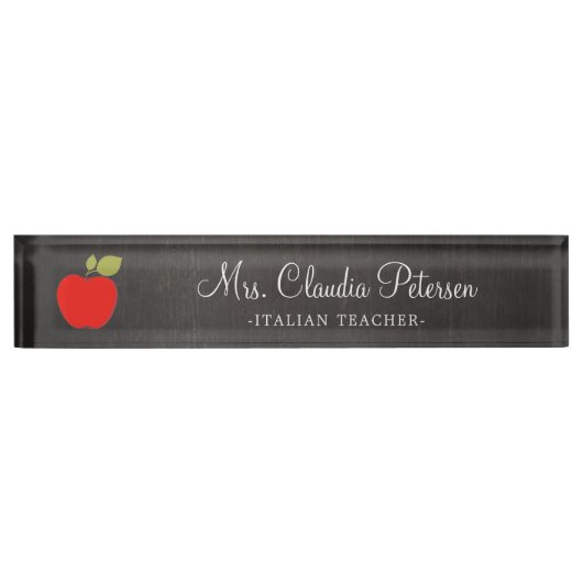 Leraar Blackboard en Red Apple Naambordje (Voorkant)
