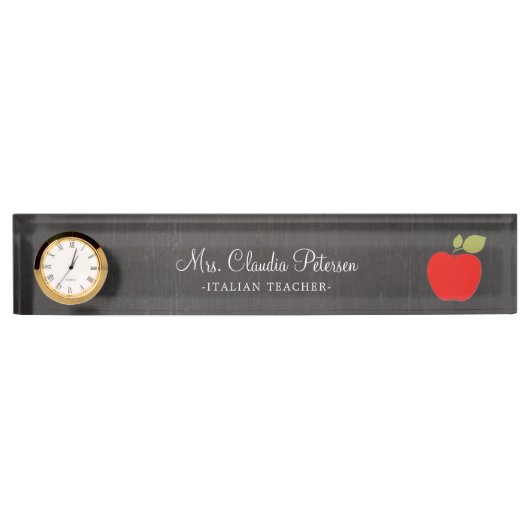 Leraar Blackboard en Red Apple Naambordje (Voorkant)