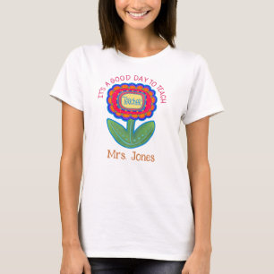 Leraar Bloem Goede Dag Leren Gepersonaliseerd T-shirt