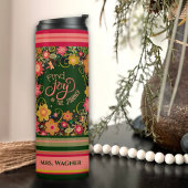 Leraar Bloem Streep Joy Journey Quote Thermosbeker