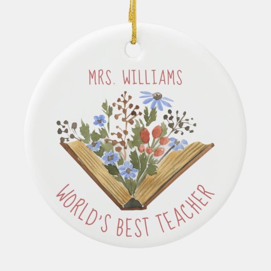 Leraar Bloemen Boeken Keramisch Ornament (Achterkant)