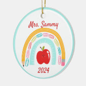 Leraar Boho Rainbow School Custom kerstcadeau Keramisch Ornament (Links)