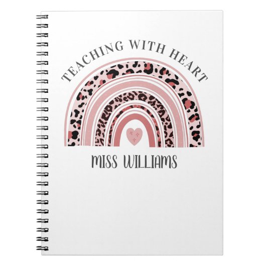 Leraar Boho Rainbow Teaching Met Hart Notitieboek (Voorkant)
