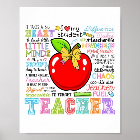 Leraar Boog Potlood Appel Grappig Ck Naar School L Poster (Voorkant)