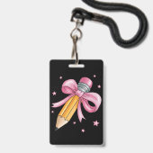 Leraar Boog Potlood Onderwijs Leven Waardering Cad Badge (Voorzijde met lanyard)