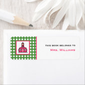 Leraar Bookplate - Green Gingham Etiket (Insitu)