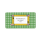 Leraar Bookplate - Groene Gingham & Gele Potloden Etiket (Voorkant)