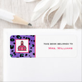 Leraar Bookplate - Paarse luipaard print Etiket (Insitu)