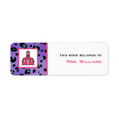 Leraar Bookplate - Paarse luipaard print Etiket (Voorkant)