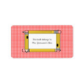 Leraar Bookplate - Rode Gingham & Gele Potloden Etiket (Voorkant)