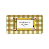 Leraar Bookplate - Tan Gingham & Gele Potloden Etiket (Voorkant)