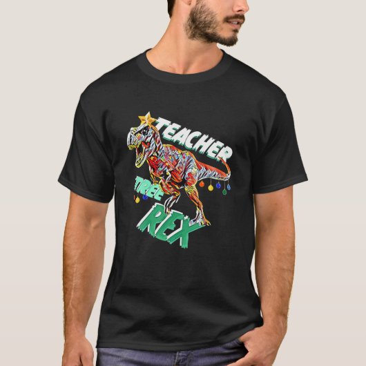 Leraar Boom Rex Kerstleraar T Rex Dinosaur T-shirt (Voorkant)